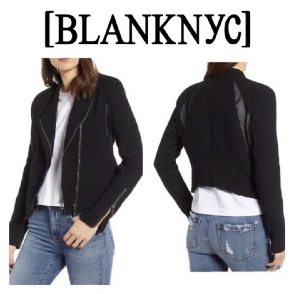 Blank NYC Mesh Detail Moro Crepe Bomber Jacket Size Small